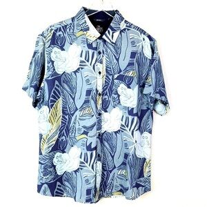 Bohio Linen Tropical Short Sleeve Button Up Size L